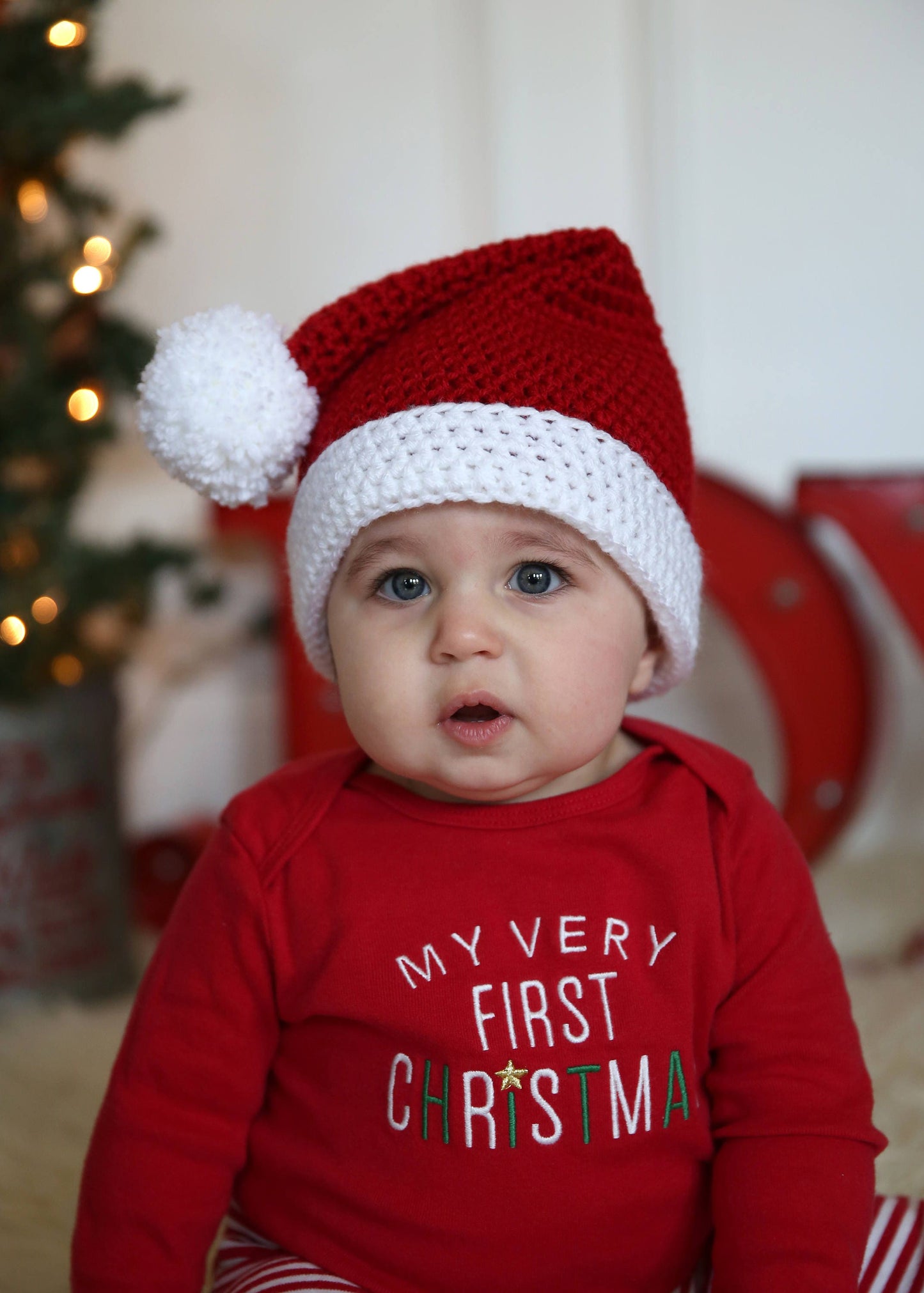 Crochet Baby Santa Hat: Newborn to Adult Sizes