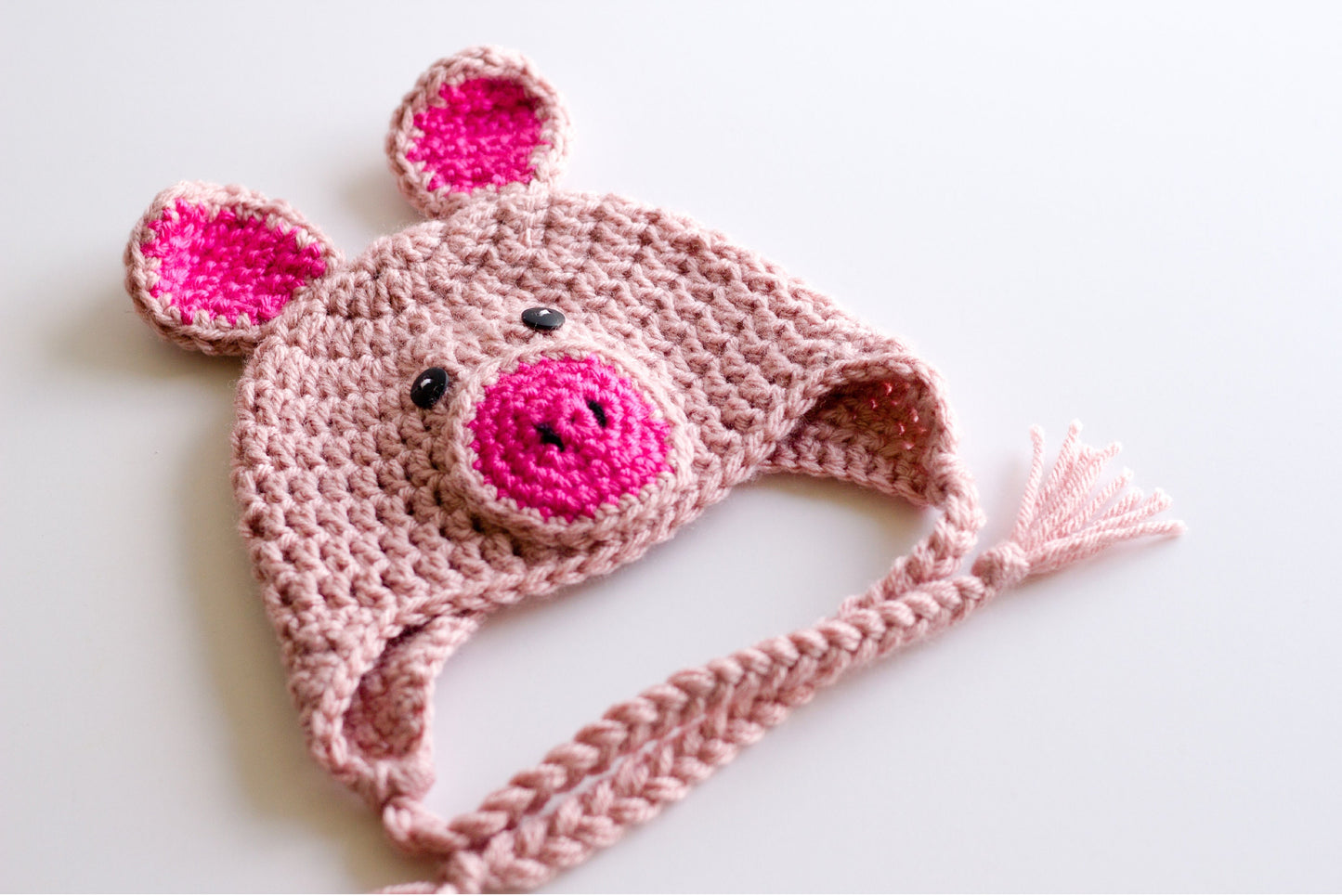 Crochet Pig Hat: Newborn to Child, Photo Prop