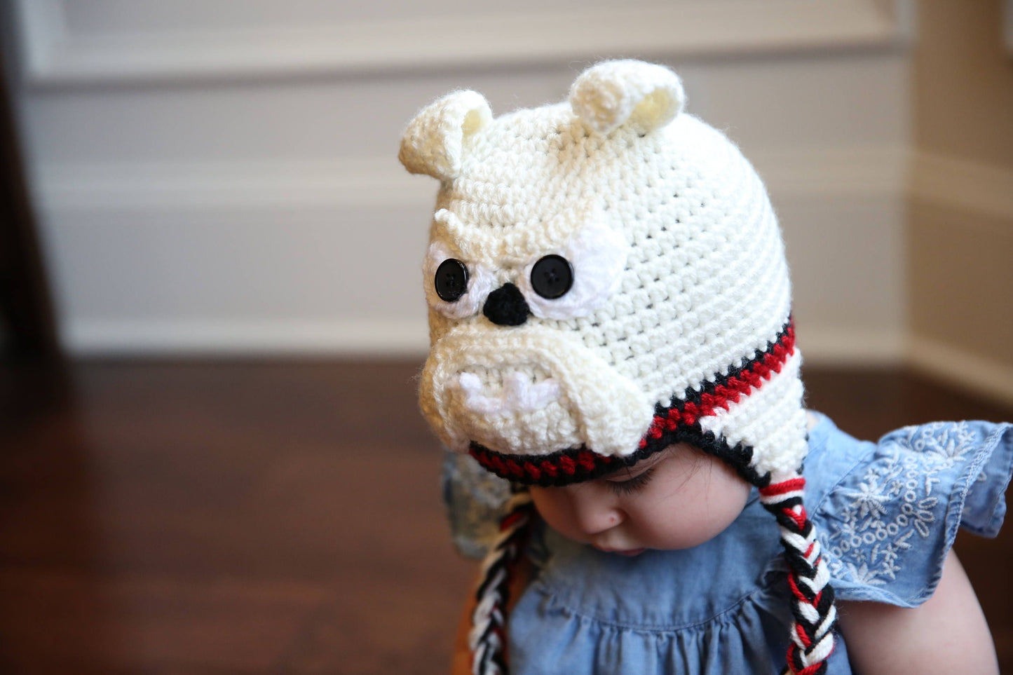 Crochet Bulldog Hat: Newborn to Child