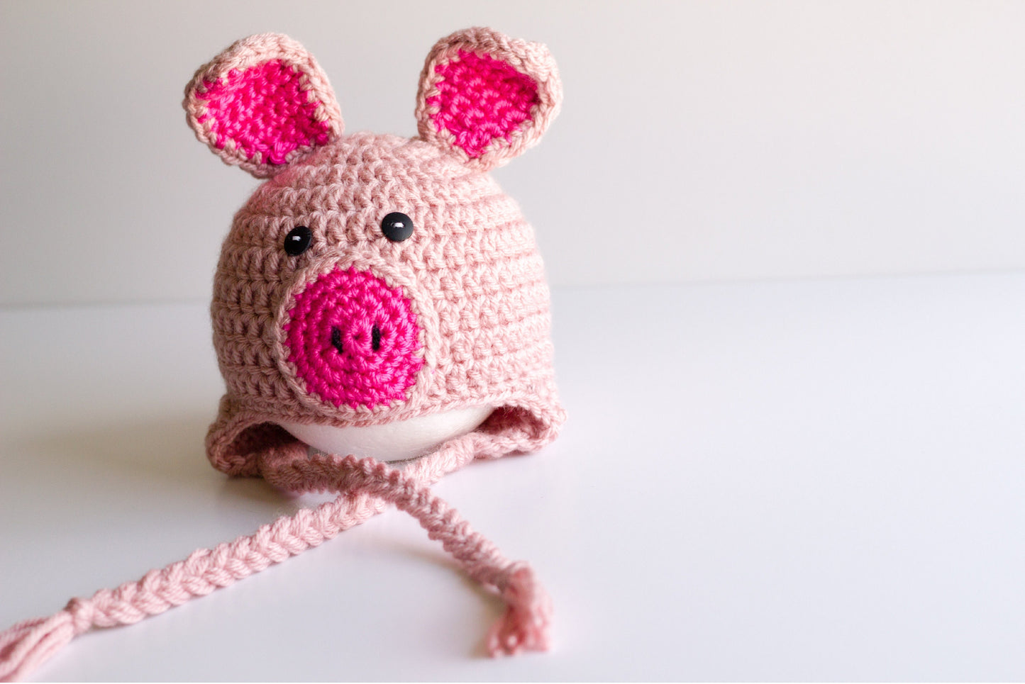 Crochet Pig Hat: Newborn to Child, Photo Prop
