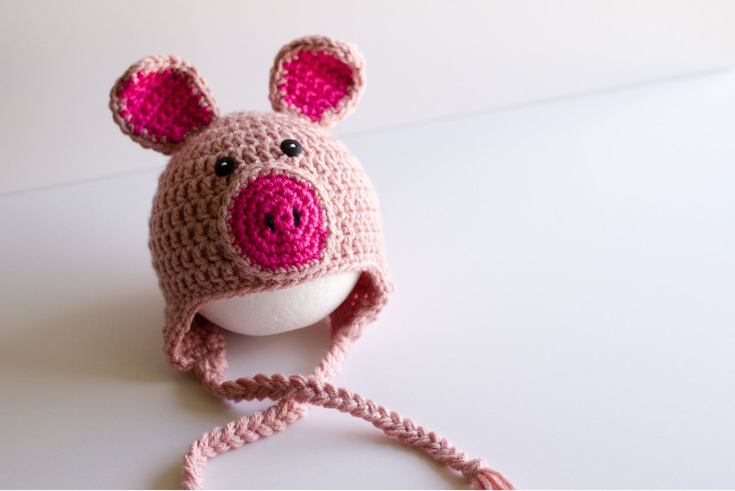Crochet Pig Hat: Newborn to Child, Photo Prop
