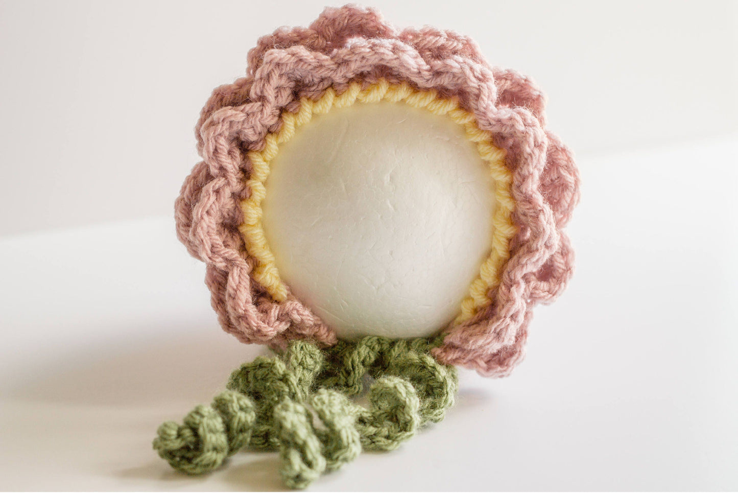Crochet Rosy Pink Flower Bonnet: Newborn to Toddler