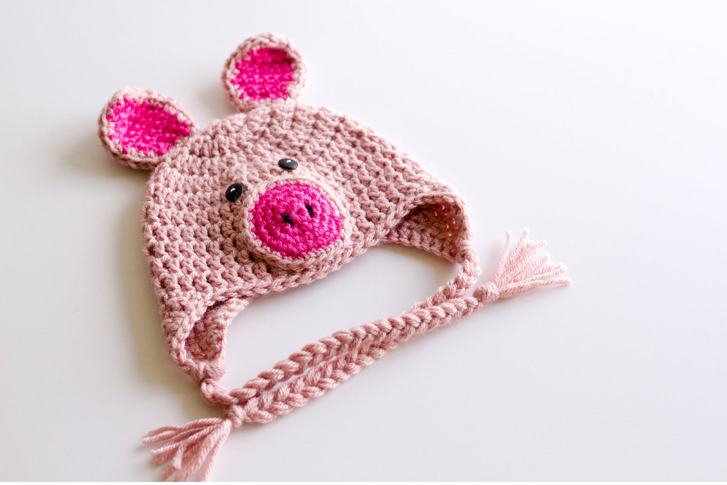 Crochet Pig Hat: Newborn to Child, Photo Prop