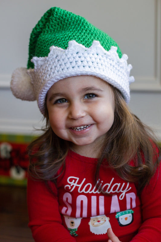 Crochet Green Elf Hat: Christmas Holiday Baby to Toddler/Child